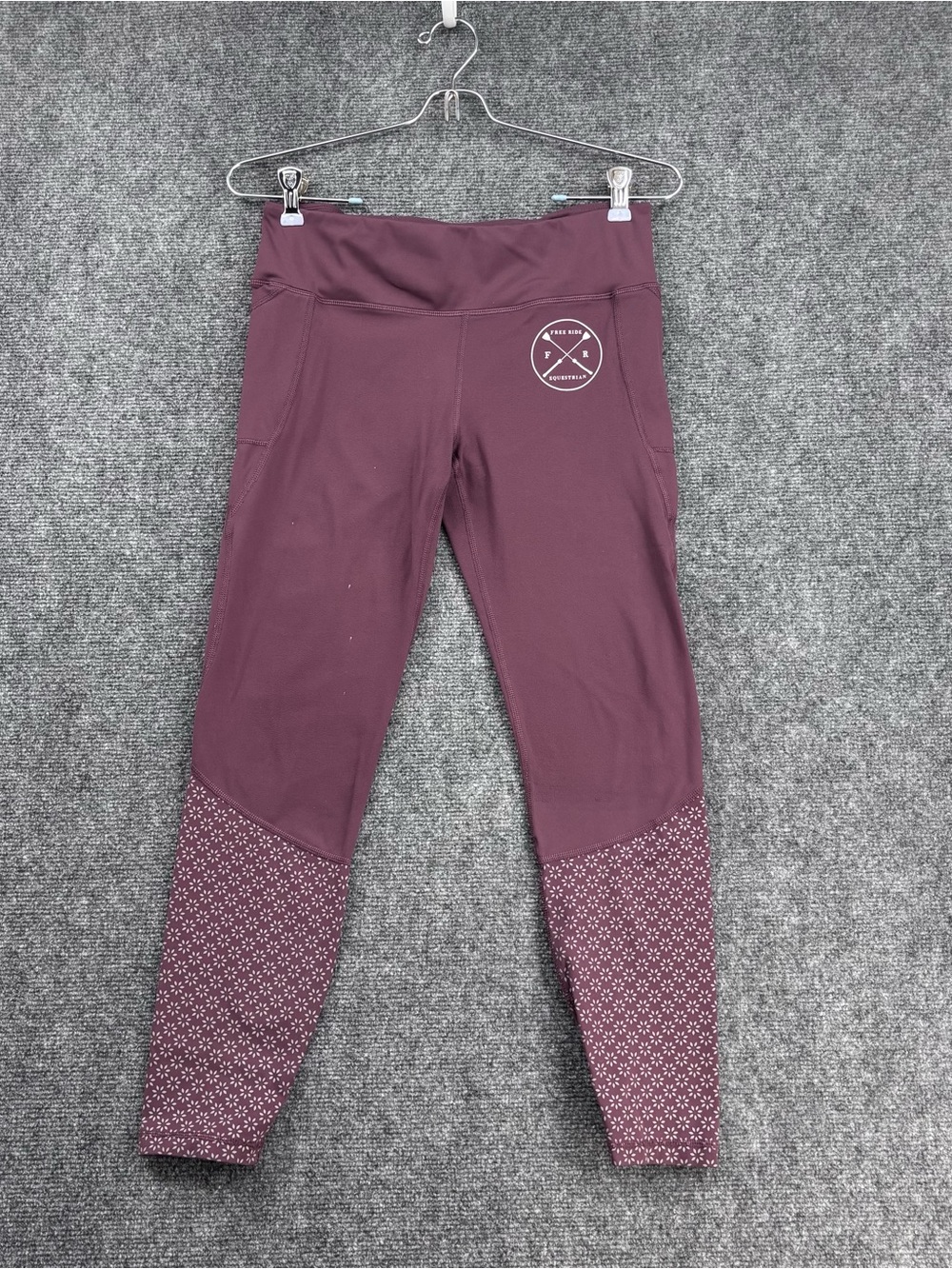 Free Ride Equestrian Breeches Burgundy Performance Riding Leggings Women’s 8